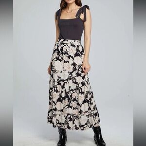 Saltwater Luxe Rex Floral Print Midi Maxi Skirt 100% Rayon Size XL